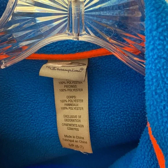 *SOLD* - *Final Sale Price/Buy Now* Champion Blue/orange Boys 6/7 fleece jacket - Picture 3 of 3